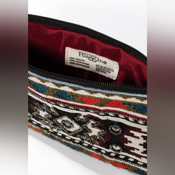 Handmade Hand Beaded Wristlet Clutch - Ethnic Inspired Design - Dyed Fine Cotton - Picture 6 of 7